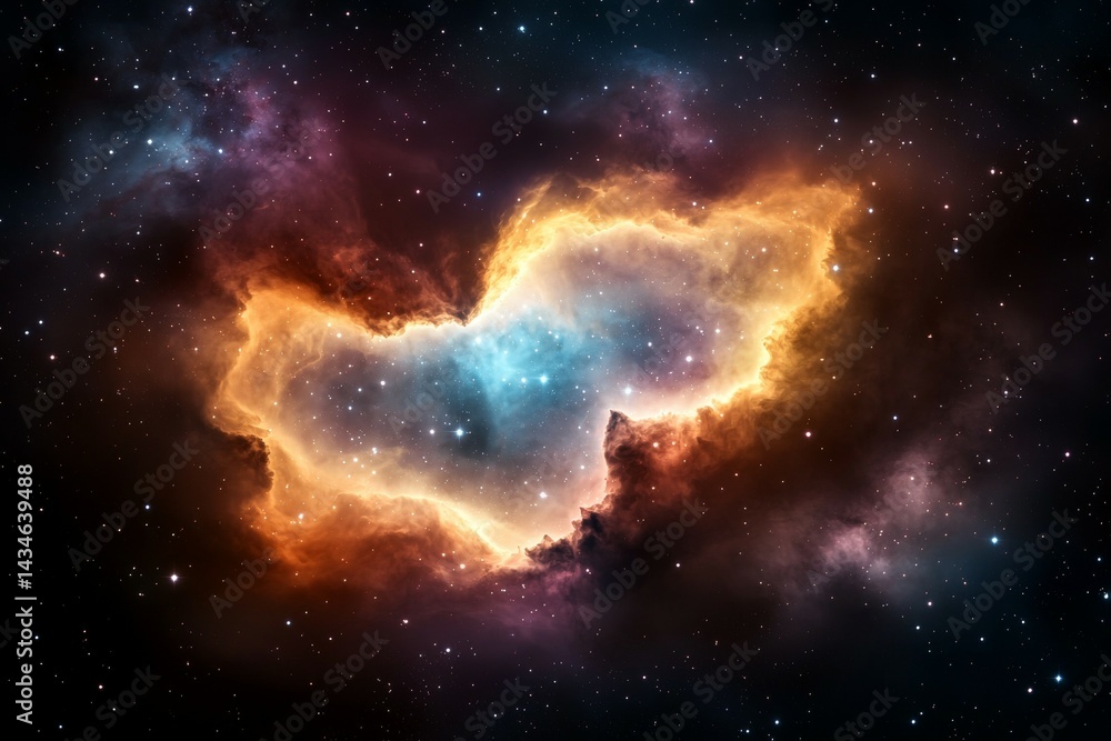 Wall mural colorful nebula with a heart shape in the center