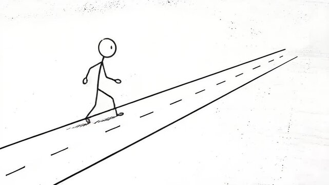 A simple stick figure walking along a road labeled 'STRESS' with a minimalist background