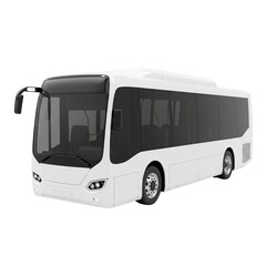 White Electric City Bus with Large Windows and Streamlined Design Isolated on Transparent Background