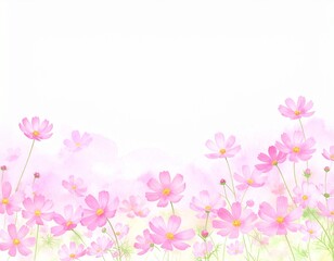 Naklejka premium コスモス畑 パステル調