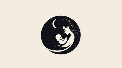 Obraz premium Mother and Child Silhouette Logo (1)
