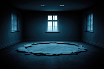 Empty room with a cracked floor