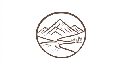 Mountain River Circle Graphic (3)