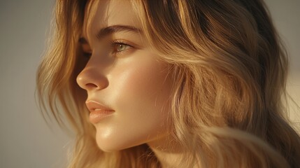 Close-up profile of a young woman