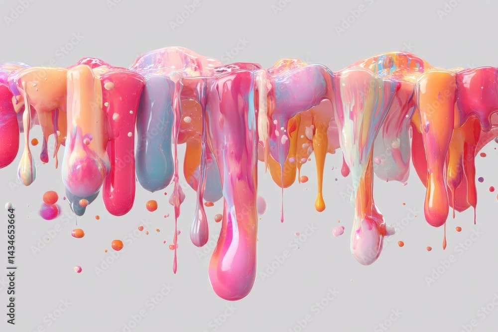 Poster a vibrant and colorful display of dripping paint creates an abstract and playful artistic compositio