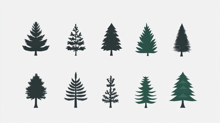 Obraz premium Simple Tree Icons Collection (9)