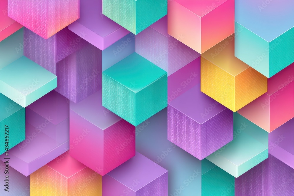 Aufkleber abstract 3d geometric background with pastel color gradient cubes, creating an optical illusion, per