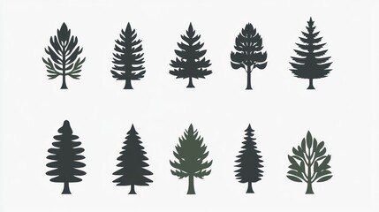 Fototapeta premium Forest Tree Silhouettes Collection (2)