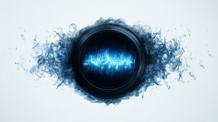 Hyper-Detailed Rendering of Glowing Blue Energy Effects, Displayed Sharply on Clean White Background, Generated AI
