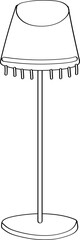 Lined Standing Lamp Bedroom Furniture Illustration