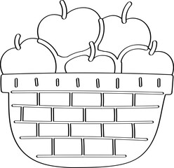 Lined Basket of Apple Illustration