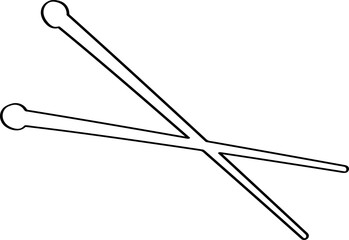 Lined Knit Needles Hand Drawn Illustration