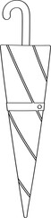 Lined Closed Umbrella Hand Drawn Illustration