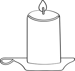 Fototapeta premium Lined Historical Candle Light Hand Drawn