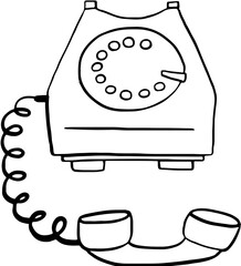 Lined Telephone on Call Illustration