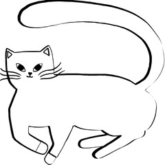 Cute Cartoon Seamless Cat Hand Drawn Illustration