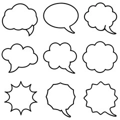Collection of Black Outline Speech Bubbles