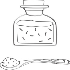 Lined Hand drawn Mineral salts in bottle