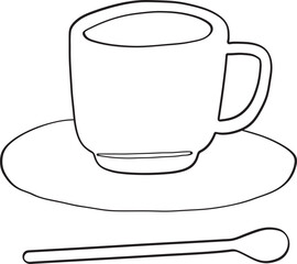 Lined Glass of Coffee Hand Drawn Illustration