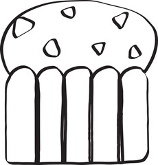 Lined Cupcake topped Almond Peanut Dessert Food Hand Drawn