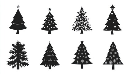 Obraz premium Christmas Tree Silhouettes Collection (4)
