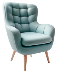 modern minimalist soft armchair in blue color isolated on white background