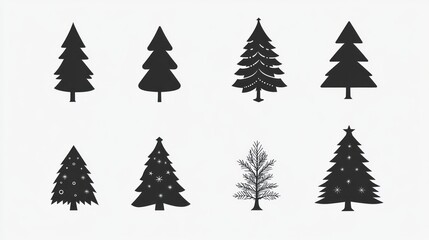 Obraz premium Christmas Tree Silhouettes Collection (6)