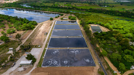 Small industrial complex of pools for water treatment