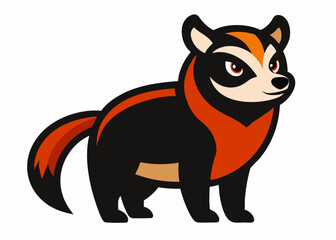 Playful Fauna: A stylized illustration of a charismatic badger creature, showcasing its distinct black, orange, and tan coat against a clean background.
