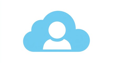 Cloud computing icon with person, seamless access to data, apps, and solutions anywhere