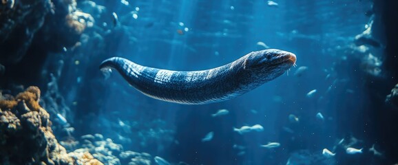 Obraz premium Eel swimming gracefully in underwater world marine life aquatic animal