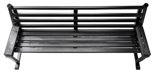 top view outdoor bench in black color isolated on white background