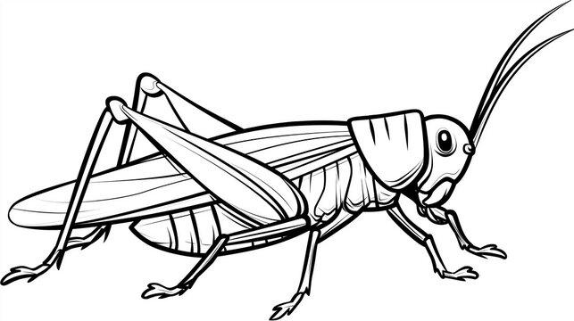 black and white grasshopper side view clip art preview
