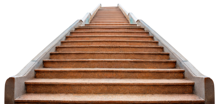 wide staircase of an old building isolated on white background