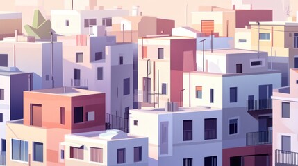 Mediterranean city skyline at dawn