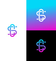 Modern Abstract Gradient Letter SC or CS Logo Design Concepts