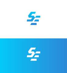 Fototapeta premium Abstract Blue Gradient Letter SE Logo Design Variations