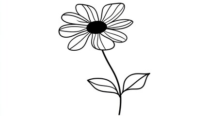 Simple black line drawing of a flower