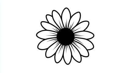 Simple Black and White Daisy Design