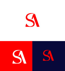 Red and White SA Logo Design Modern, Minimalist, Intertwined Letters