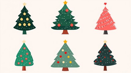 Christmas Trees Illustration Set