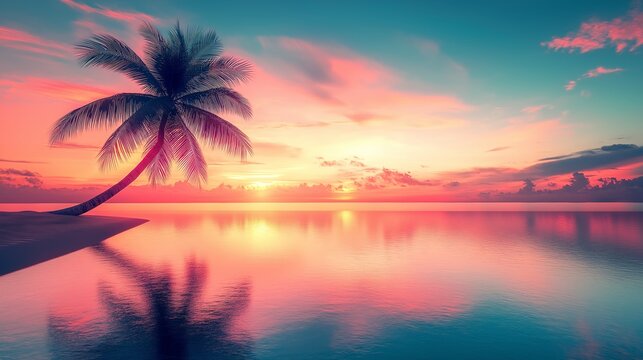 Tropical calm summer background with copy space