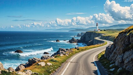 A lighthouse by the sea