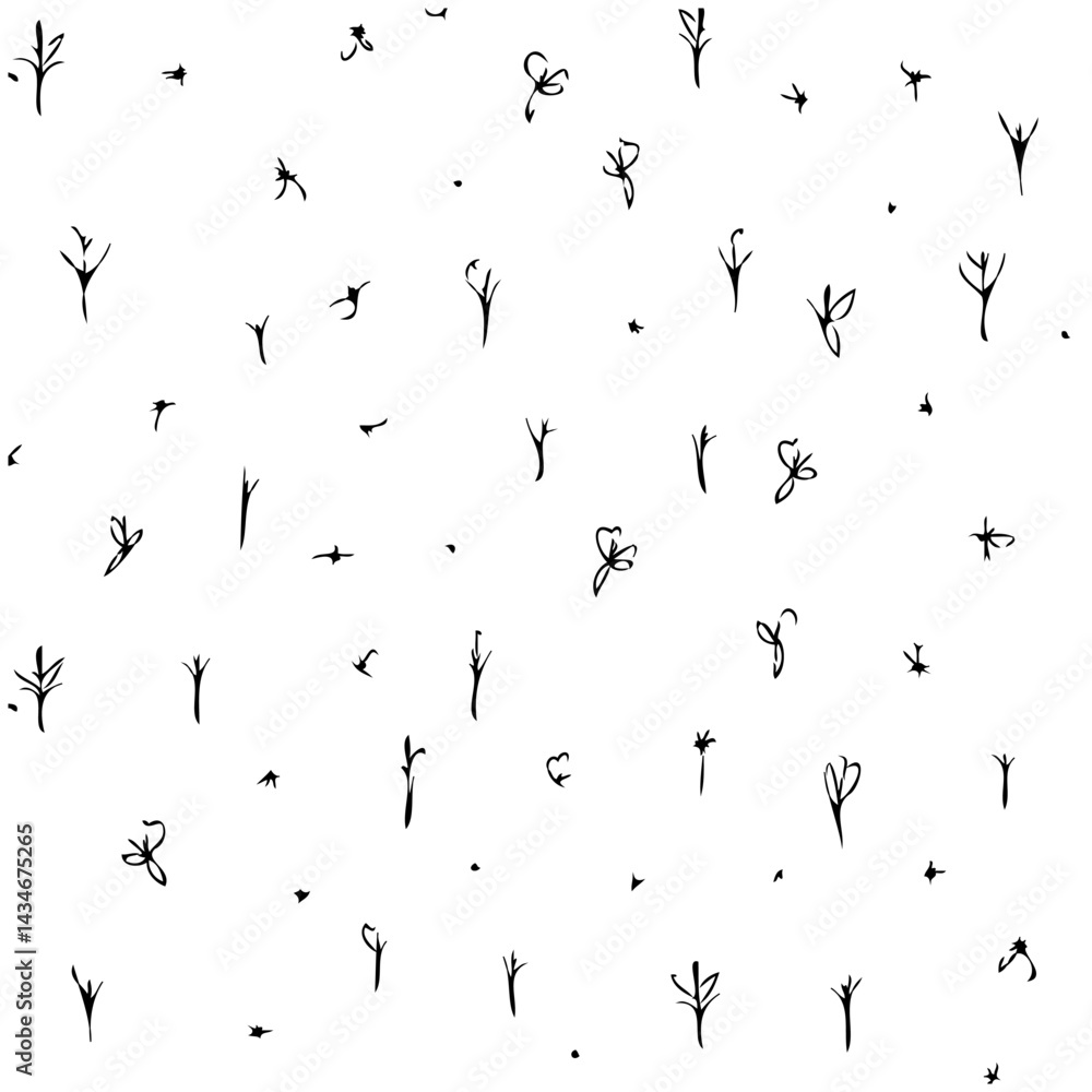 Aufkleber delicate botanical sketch pattern featuring minimal flora arrangements on paper