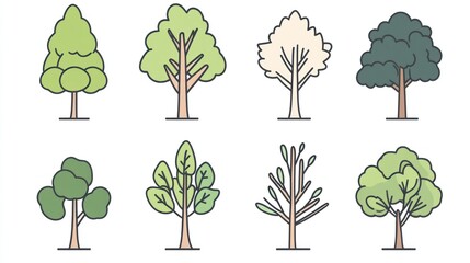 Variety of Trees Illustrated