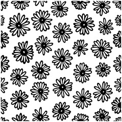 Hand-drawn botanical pattern, featuring simple flower illustrations on white backdrop