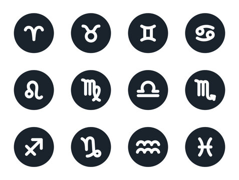 vector icons of 12 zodiac signs. constellation, astrology, symbol