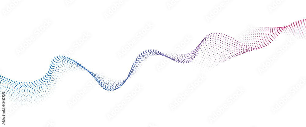 Poster flowing dot wave halftone gradient pattern on transparent background