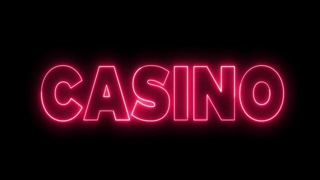 Casiono neon sign. Neon sign casino. Casino letter neon logo animation. 3840x2160.