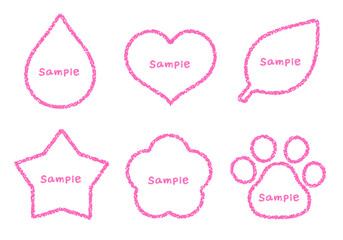 手描きのクレヨン素材　いろいろな形のフレームセット